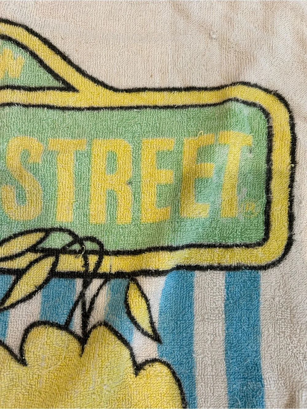 Vintage Sesame Street Beach Towel Big Bird Bert Ernie Franco Muppets Cotton